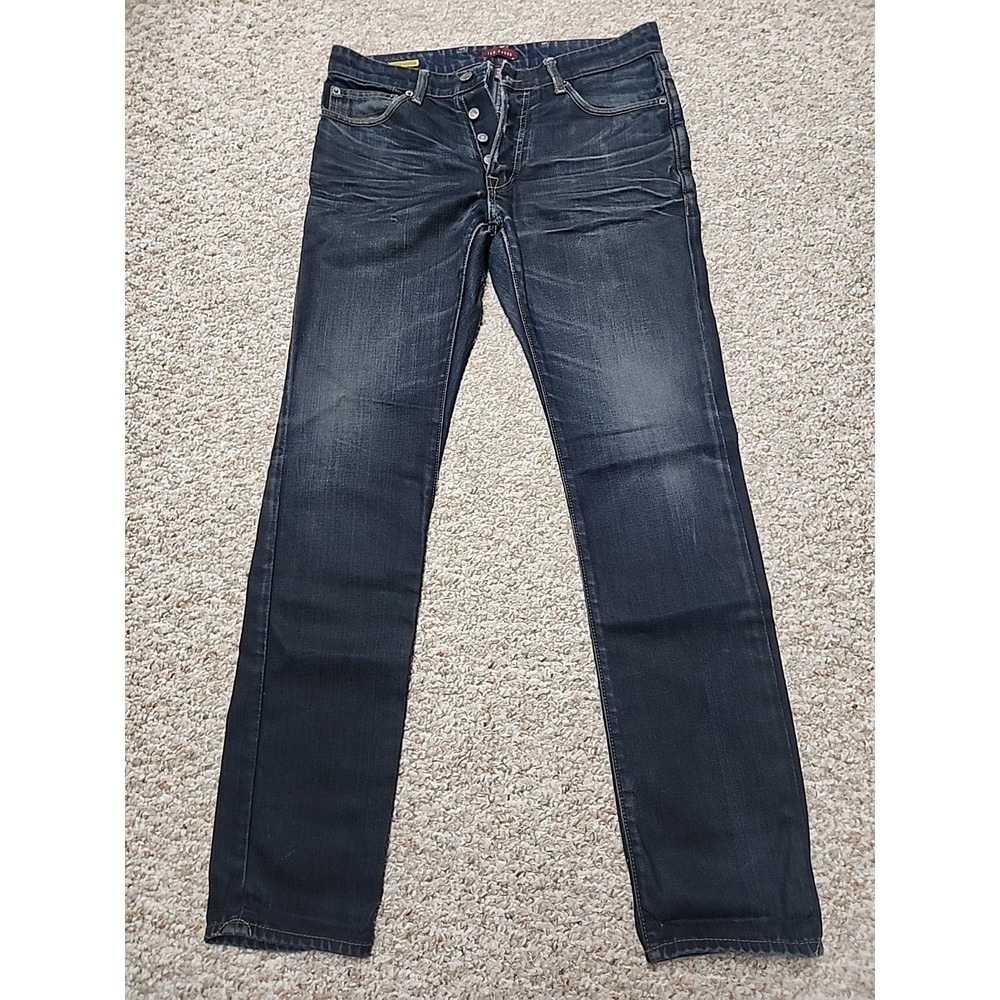 Ted Baker Tinned Sardines Mens‎ Jeans Dark Blue Wash Button Fly 32L E3895